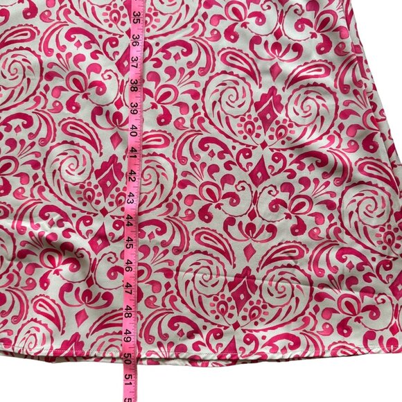 New Women's V-Neck A-Line Maxi Dress Pink & Beige Pattern Small Short Sleeve - Picture 8 of 8